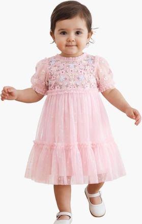 Needle & Thread Garland Ribbon Bodice Baby DressBaby in Peony Pink/pastel at Nordstrom, Size 18-24M