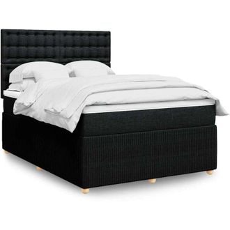 vidaXL Vidaxl - Cama Box Spring Con Colch&oacute;n Tela Negro 140x190 Cm