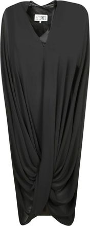 Maison Margiela Kleedjes, Dames, Zwart, XS, Polyester, Asymmetrische jurk