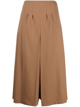 Alberta Ferretti knitted cropped trousers - women - Elastane/Cupro/Virgin Wool/Acetate - 40 - Brown