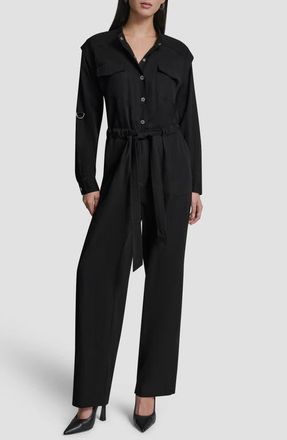 DKNY Long Sleeve Jumpsuit in Black at Nordstrom, Size Xx-Small