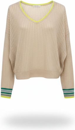 Brodie Womens Striped Cuff Reversible Sweater In Lace