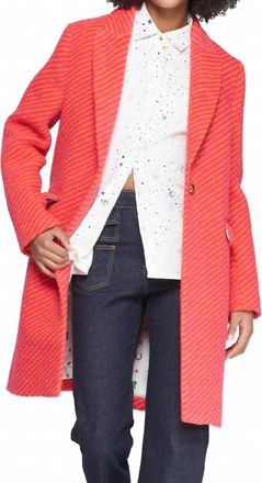 Vilagallo Diagonal Striped Coat In Orange/pink