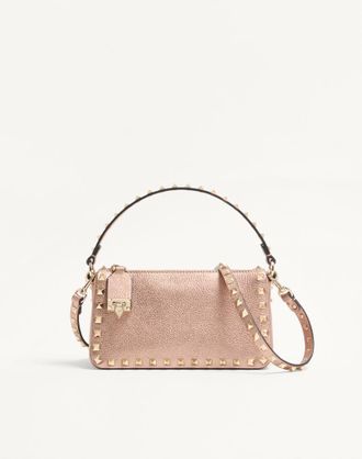 Valentino Garavani Borsa Piccola A Tracolla Valentino Garavani Rockstud In Vitello Granato Laminato Donna ROSE CANNELLE UNI