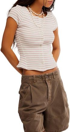 Free People Most Wanted Stripe Rib Cardigan in Mauve/ivory Strip at Nordstrom, Size X-Large
