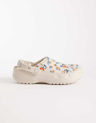 Crocs Classic Crafted - Zoccoli color frapp&eacute; a fiori-Marrone