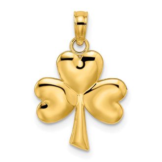 Diamond2Deal 14k Yellow Gold 3-Leaf Clover Charm Pendant