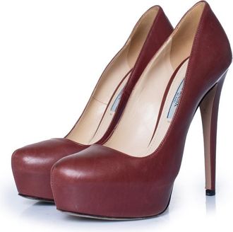 Prada Pre-owned Womens red platform pumps - Burgundy Leather - Size EU 36