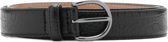 Mango Croc Embossed Leather Belt in Black at Nordstrom, Size Medium