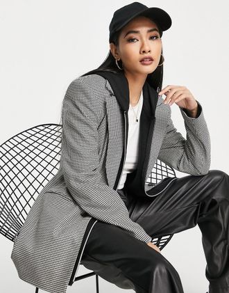 River Island houndstooth check nipped dad blazer in black - part of a set