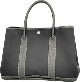 Herm&egrave;s Black Toile Officier Tote Bag (Pre-Owned)