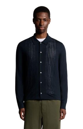 Lyle & Scott Long Sleeve Cable Knitted Shirt in Carbon at Nordstrom, Size Xx-Large