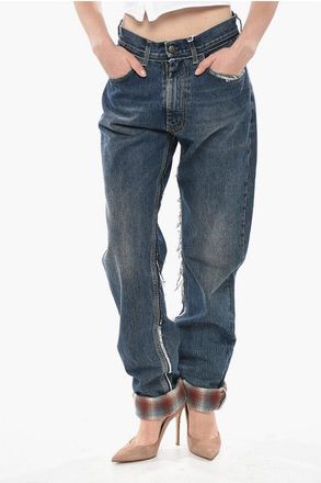 Maison Margiela MM0 Dark-Wash Jeans PENDLETON With Patterned Turn-Ups 19cm size 26