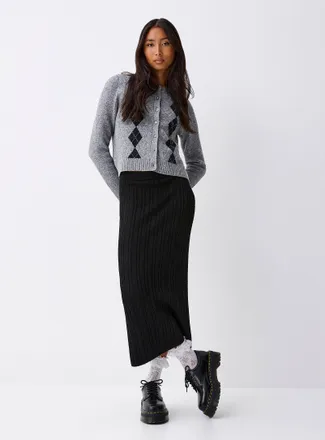 Twik Womens Rib-knit maxi skirt