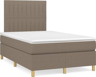 vidaXL Vidaxl - Cama Box Spring Con Colch&oacute;n Y Led Tela Gris Taupe 120x190 Cm