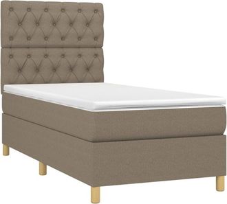 vidaXL Cama Box Spring Colch&oacute;n Y Luces Led Gris Taupe 80x200 Cm Vidaxl