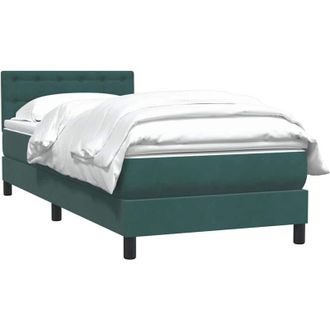 vidaXL Cama Box Spring Con Colch&oacute;n Terciopelo Verde Oscuro 80x220 Cm Vidaxl