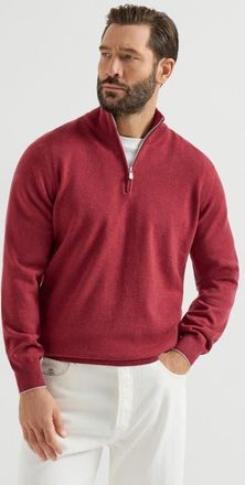 Brunello Cucinelli Cashmere sweater with half zip in Cherry at Nordstrom, Size 48 It
