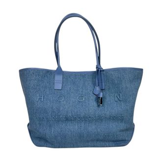 Hogan Tassen, Dames, Blauw, ONE Size, Leer, Shopping Bag