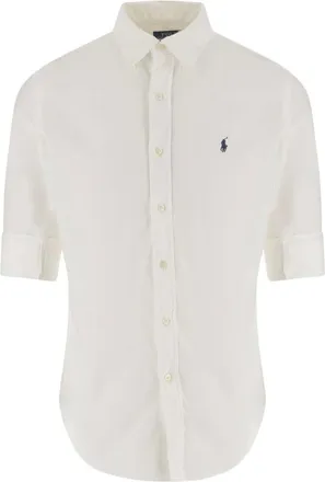 Polo Ralph Lauren Short Sleeve Shirts, male, White, Size: L Button-down collar shirt