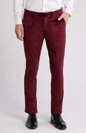Elie Tahari Slim Fit Velvet Dress Pants in Burgundy at Nordstrom Rack, Size 32 X 30