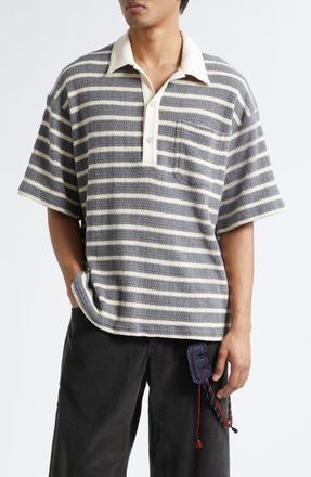 Song for the Mute Gym Stripe Boucl&eacute; Polo in Grey at Nordstrom, Size 38 Us
