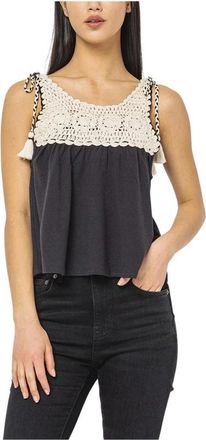 Pepe Jeans London Sleeveless Tops - Dames - Tops zonder mouwen - Zwart - L - Katoen - Tops