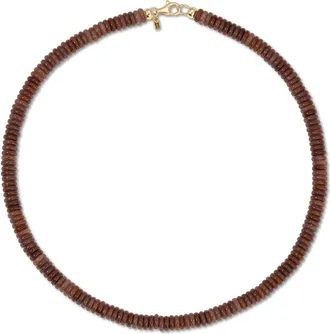 EF Collection Plum Rondelle Necklace in 14K Yellow Gold/plum at Nordstrom, Size 16.5
