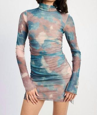 Emory Park What A Trip Tie Dye Mesh Mini Dress In Blue