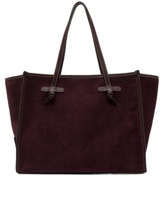 Gianni Chiarini Spacious Burgundy Suede Tote Bag with Smooth Leather Trim