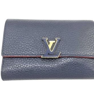 Louis Vuitton Marine Rouge Leather Wallet (Tri-Fold) (Pre-Owned)