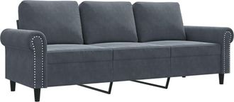 vidaXL Sof&aacute; De 3 Plazas Terciopelo Gris Oscuro 180 Cm Vidaxl