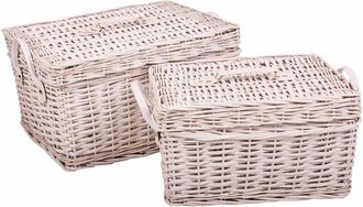 Wanderlust Deco Wanderlust Deco - Set 2 Cajas De Mimbre Blancas