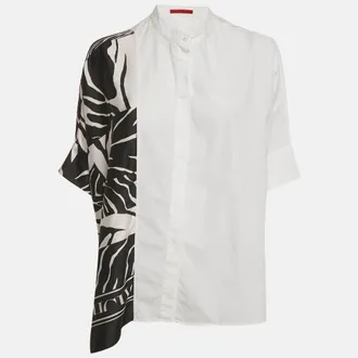 Carolina Herrera White Printed Cotton And Crepe Loose Fit Shirt