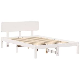 Berkfield Home Bed Frame with Headboard White 120x190 cm Solid Pine Wood