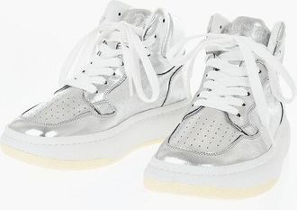 Maison Margiela MM6 Eco-Leather Lam&eacute; High-Top Sneakers With Rubber Sole size 37,5