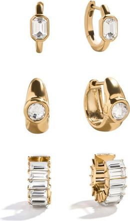 BaubleBar Tyra Set of 3 Waterproof Earrings in Goldtone Plate/cubic Zirconia at Nordstrom