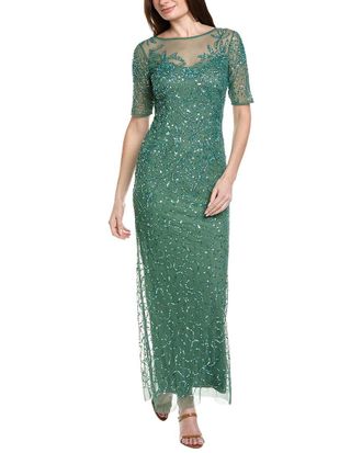 Adrianna Papell Beaded Mesh Column Dress