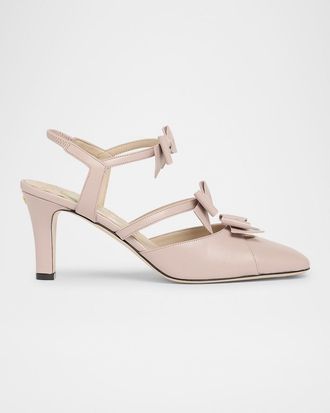 Valentino Garavani Bow VLOGO Strappy Leather Pumps