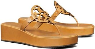 Tory Burch Miller Platform Wedge Thong Sandal in Walnut at Nordstrom, Size 10.5