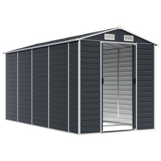 Berkfield Home Garden Shed Anthracite 191x385x198 cm Galvanised Steel in Charcoal | Size: 191 x 385 x 198 cm