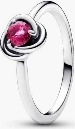 Pandora Silver October Pink Eternity Circle Ring, Size 54