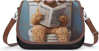 Generic Goldendoodle on Toilet Reading Newspaper Small Womens Crossbody Bags Shoulder Handbag with Adjustable Strap for Travel