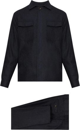 Eleventy Wool Set Jas en Broek - Heren - Business pakken - Blauw - 2XL - Katoen - Kostuums