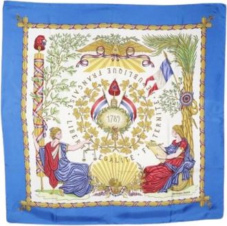 Herm&egrave;s Pre-owned Scarves, female, Multicolor, Size: ONE SIZE Pre-owned The Republique Francaise Liberte Egalite Fraternite 1789 Scarf