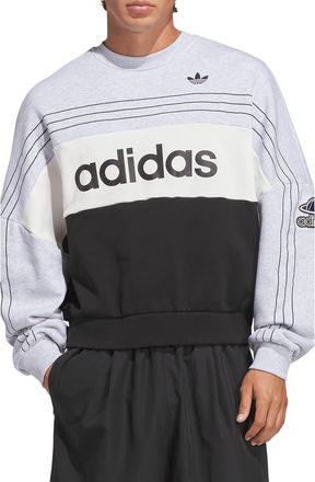 adidas Varsity Sweatshirt in Light Grey/white/black at Nordstrom, Size Xx-Large