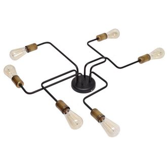 Netlighting Tube Multi Arm Semi Flush Ceiling Light Black Patina 75cm