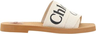 Chlo&eacute; Womens Woody Sandals White Sole Rubber