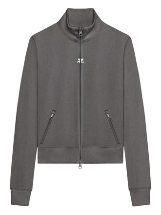 Courr&egrave;ges logo zip jacket - women - Polyester - S - Grey
