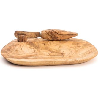 B&eacute;rard France Olive Wood Handcrafted Butter Dish & Knife in Brown at Nordstrom